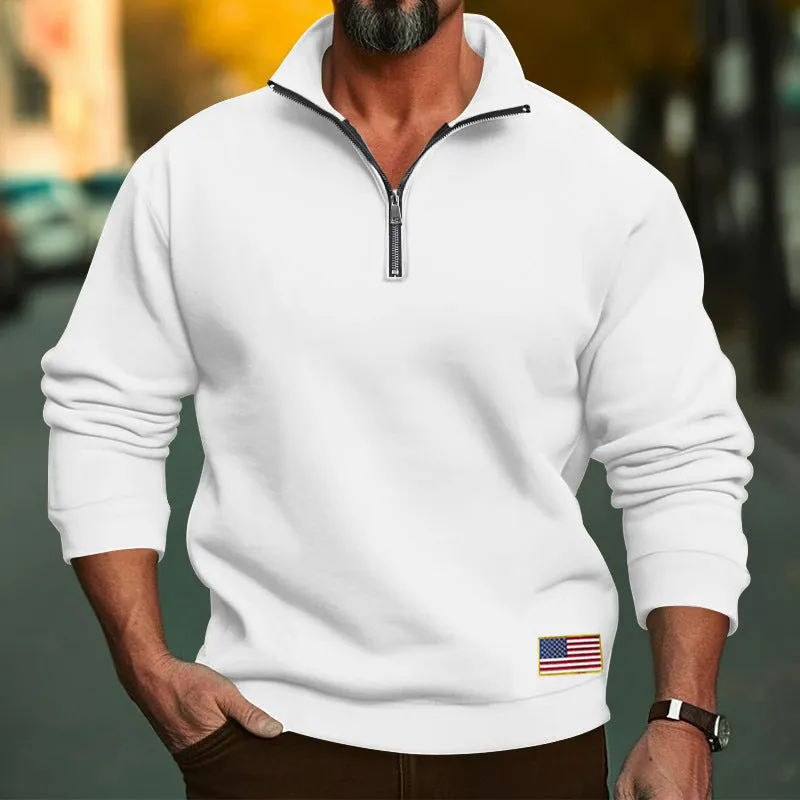 MEN'S VELVET HOODIE PRINTED CASUAL SPORTS MEN'S COLLAR LOOSE SWEATSHIRT ZIPPER
