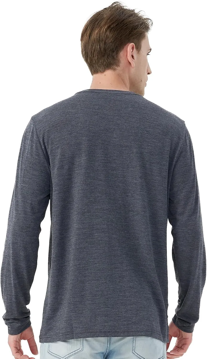 Merino Protect 100% Merino Wool Base Layer Mens Soft Long Sleeve Shirts Odor Resistance Thermal Underwear for Hunting Hiking