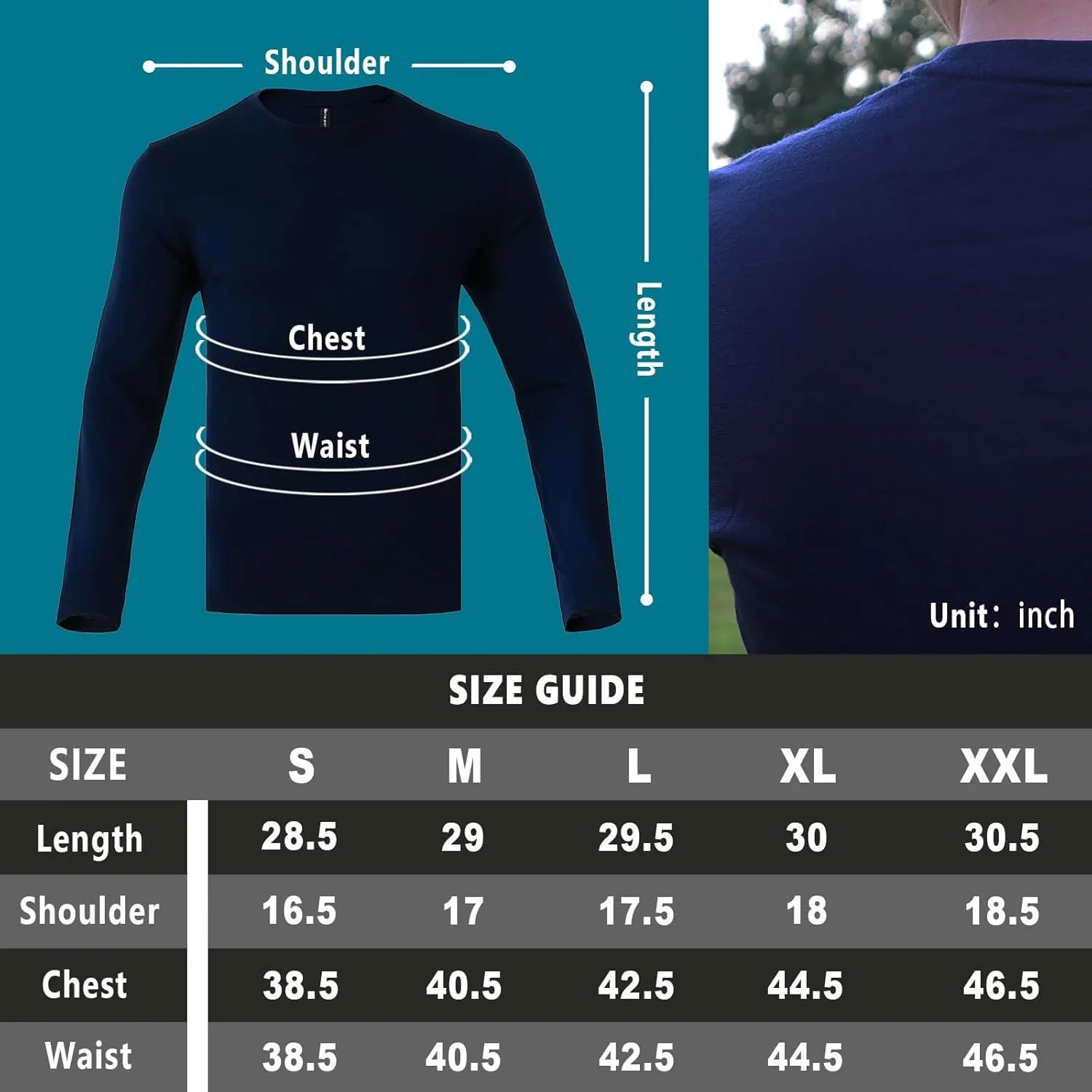 Merino Protect 100% Merino Wool Base Layer Mens Soft Long Sleeve Shirts Odor Resistance Thermal Underwear for Hunting Hiking
