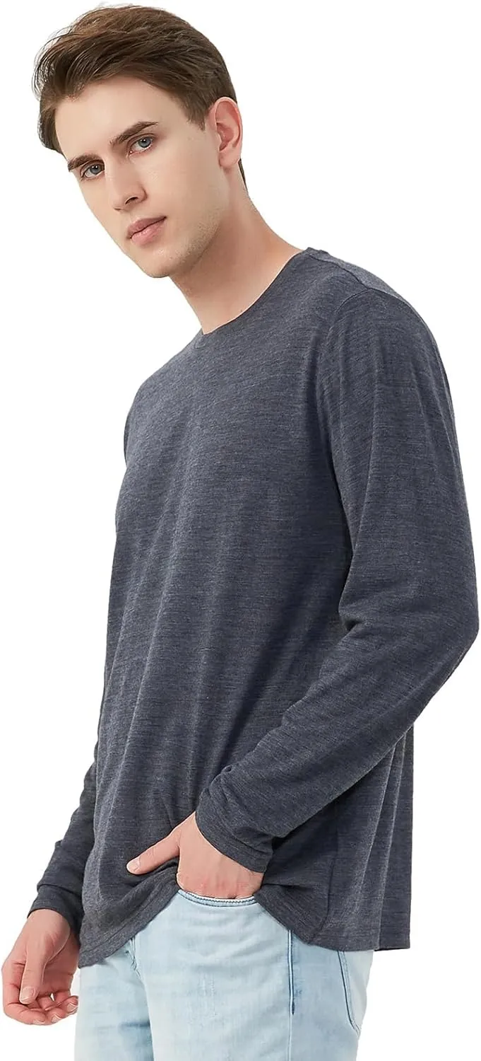 Merino Protect 100% Merino Wool Base Layer Mens Soft Long Sleeve Shirts Odor Resistance Thermal Underwear for Hunting Hiking