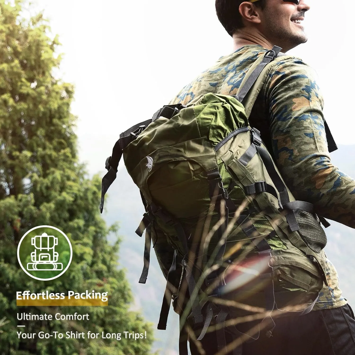 Merino Protect 100% Merino Wool Base Layer Mens Soft Long Sleeve Shirts Odor Resistance Thermal Underwear for Hunting Hiking