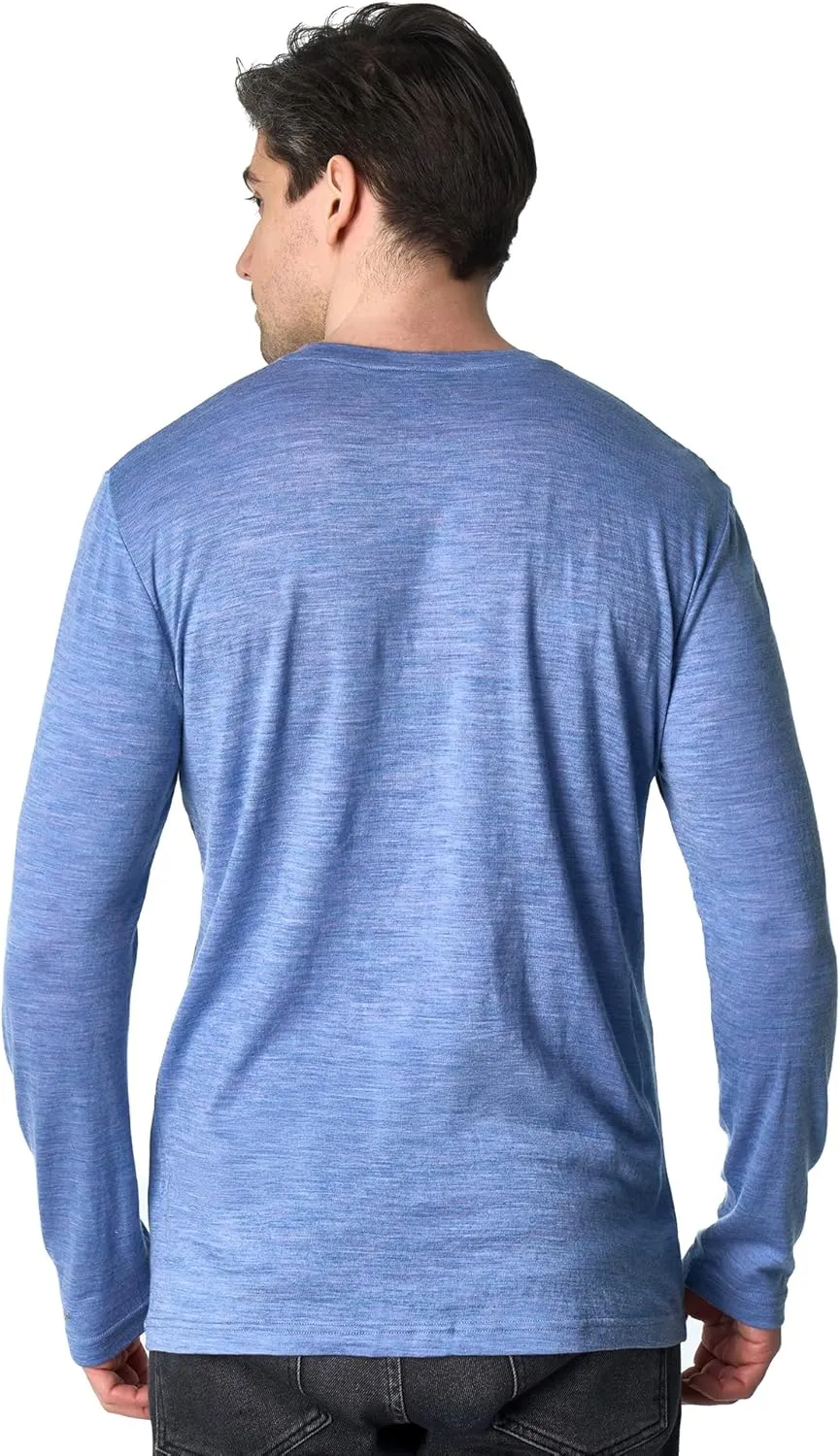 Merino Wool Base Layer Mens - 100% Merino Wool Shirts for Men Thermal Underwear Long Sleeve T-Shirt for Hiking Hunting