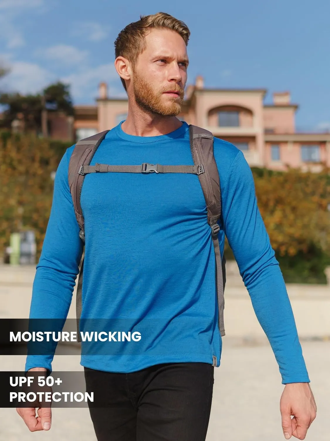 Merino Wool Base Layer Mens - 100% Merino Wool Shirts for Men Thermal Underwear Long Sleeve T-Shirt for Hiking Hunting