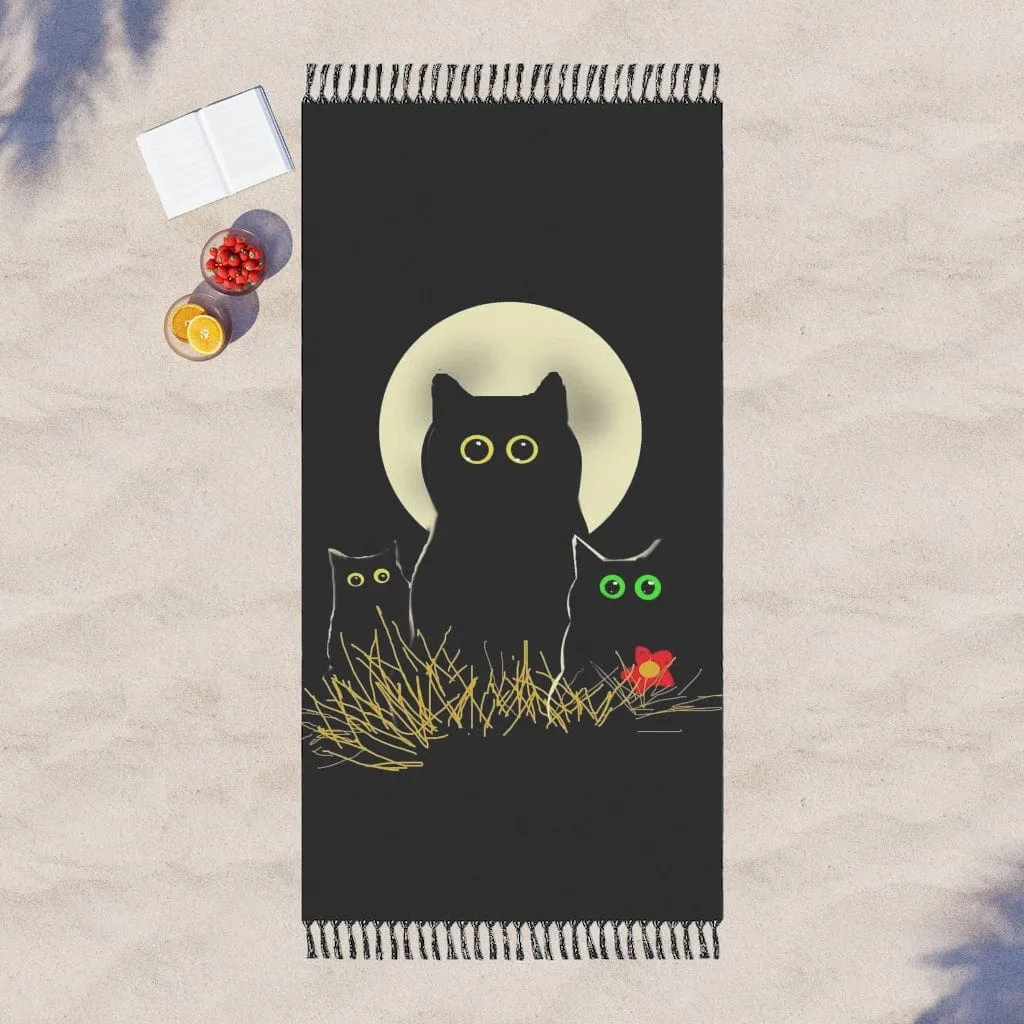 Night Cats Boho Beach Blanket
