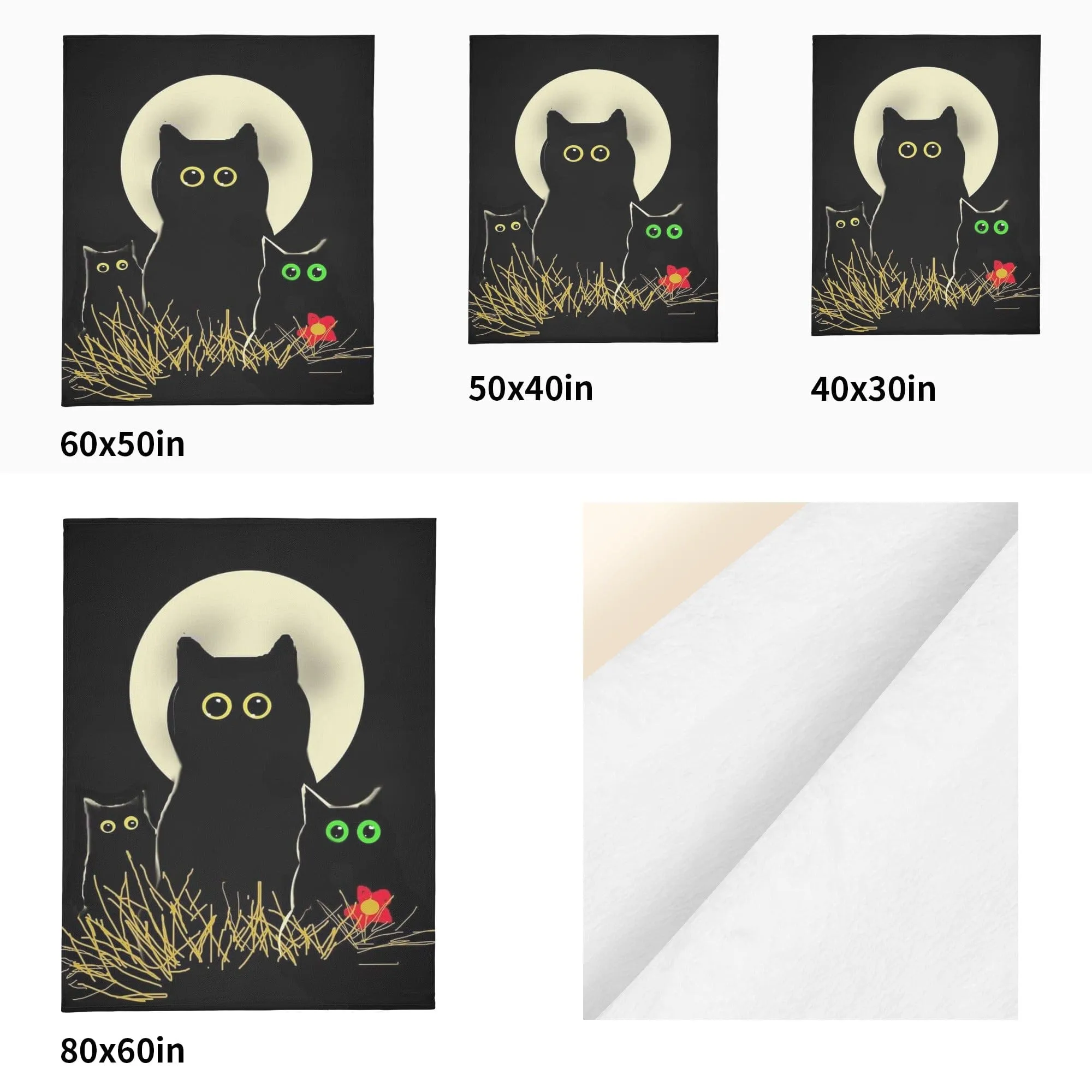Night Cats Flannel Blanket