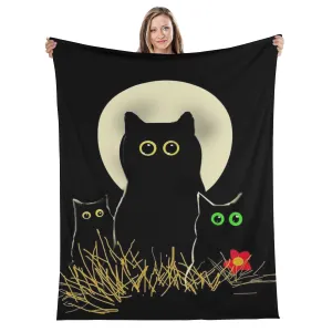 Night Cats Flannel Blanket
