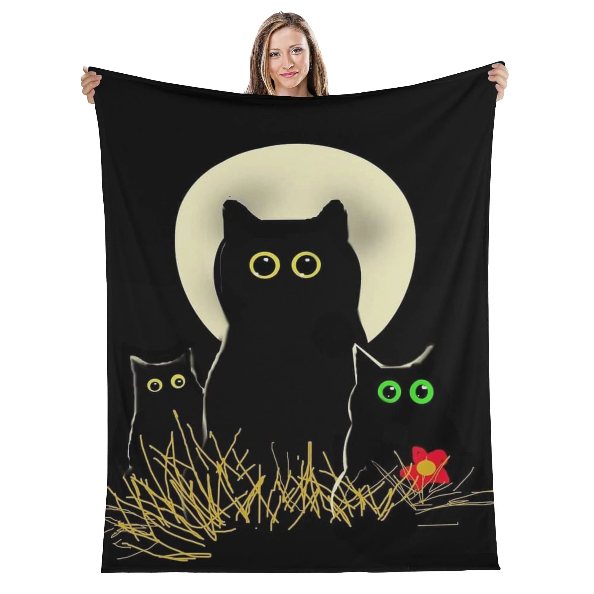 Night Cats Flannel Blanket
