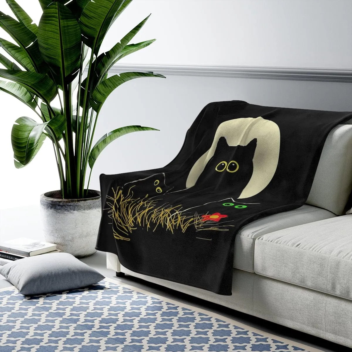 Night Cats Velveteen Plush Blanket