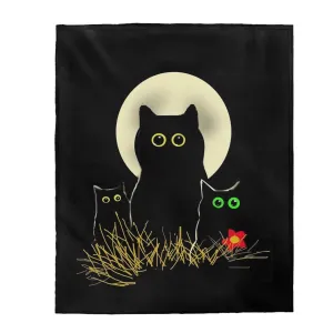 Night Cats Velveteen Plush Blanket