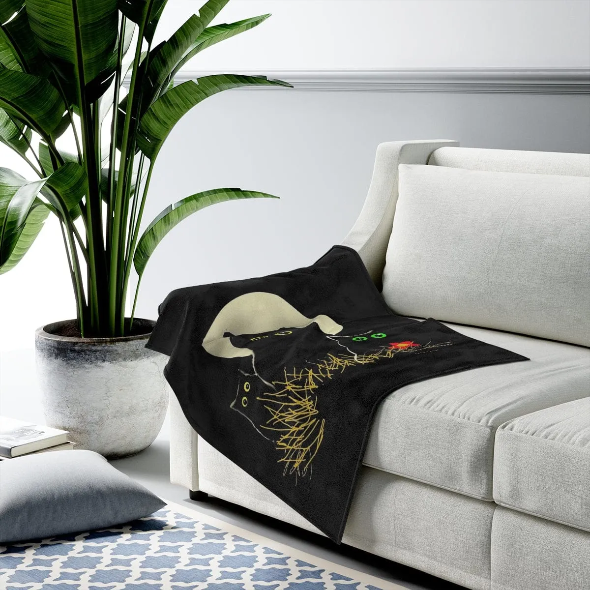 Night Cats Velveteen Plush Blanket