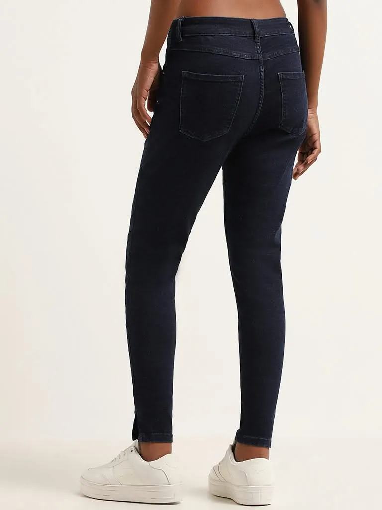 Nuon Dark Blue Mid Rise Slim Fit Jeans
