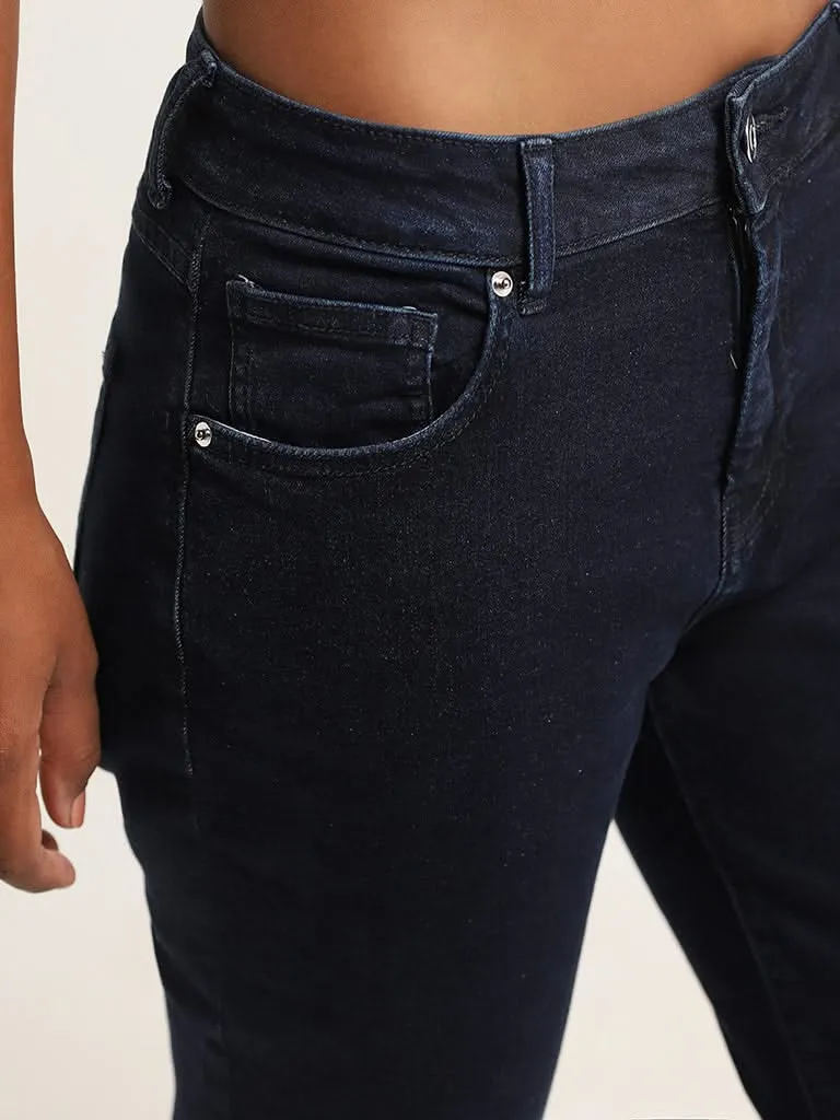 Nuon Dark Blue Mid Rise Slim Fit Jeans