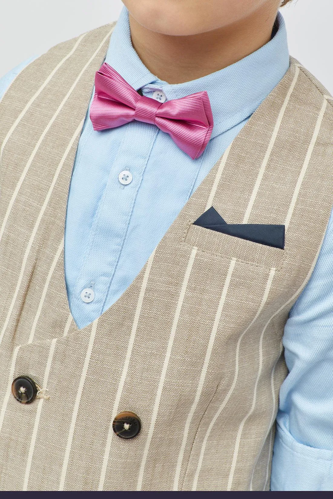 One Friday Beige Striped Waistcoat