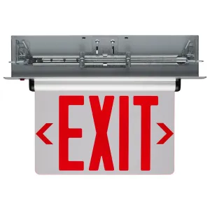Red (Mirror) Edge Lit LED Exit Sign; 3.14 Watt; Dual Face; 120/277 Volts; Silver Finish