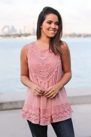 Rose Chiffon Crochet Top