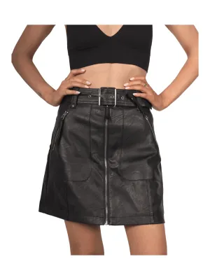 Topshop Women's Faux Leather Skirt With Belt - Black
