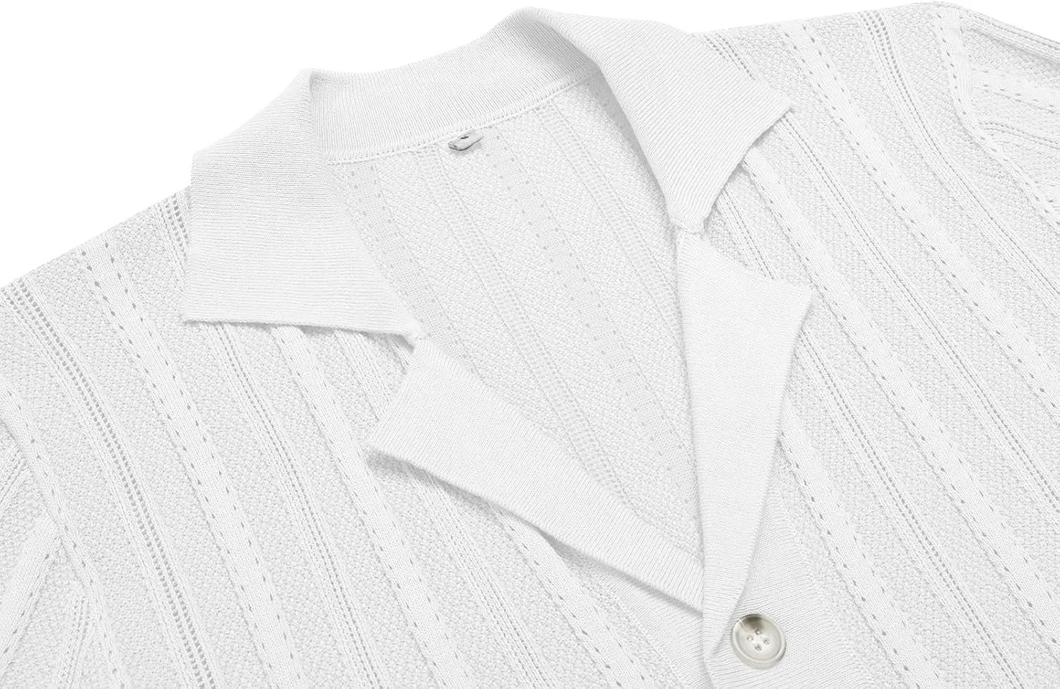 URRU Men's Knit Button Down Shirt Short Sleeve Vintage Polo Shirts Casual Summer Beach Tops