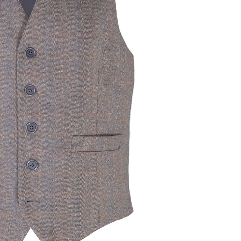 Waistcoat, Blue & Gold Herringbone