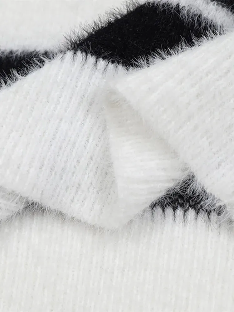 Wiaofellas  -  Contrast Striped Sweater For Male Casual Loose O Neck Long Sleeve Cashmere Pullover Jumpers Autumn Thicken Warm Knitted Blouse