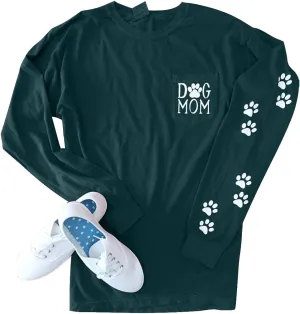 Women Dog Paw Shirt Mom Pullover Cute Lover Graphic Tee Patch Pocket Casual Long Sleeve Shirt