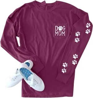 Women Dog Paw Shirt Mom Pullover Cute Lover Graphic Tee Patch Pocket Casual Long Sleeve Shirt