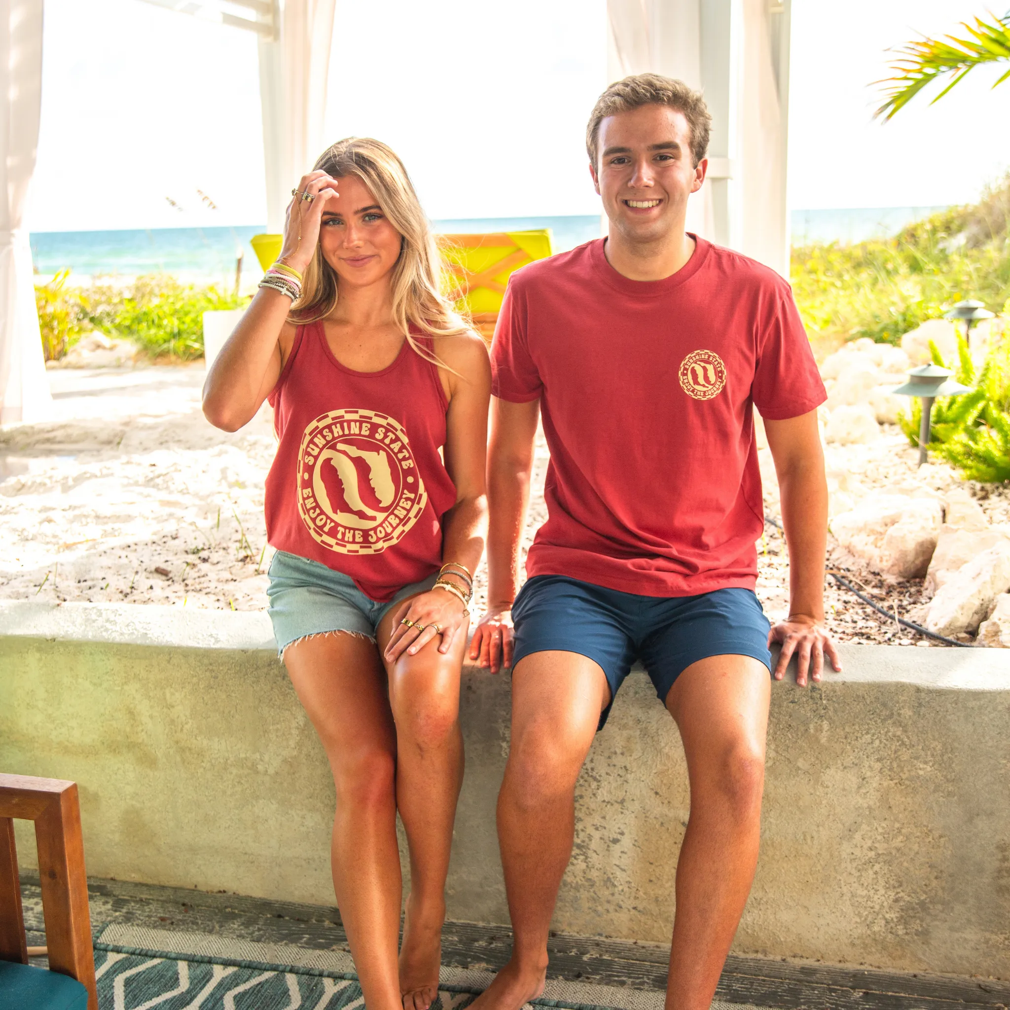 YIN YANG FLORIDA TEE - GARNET