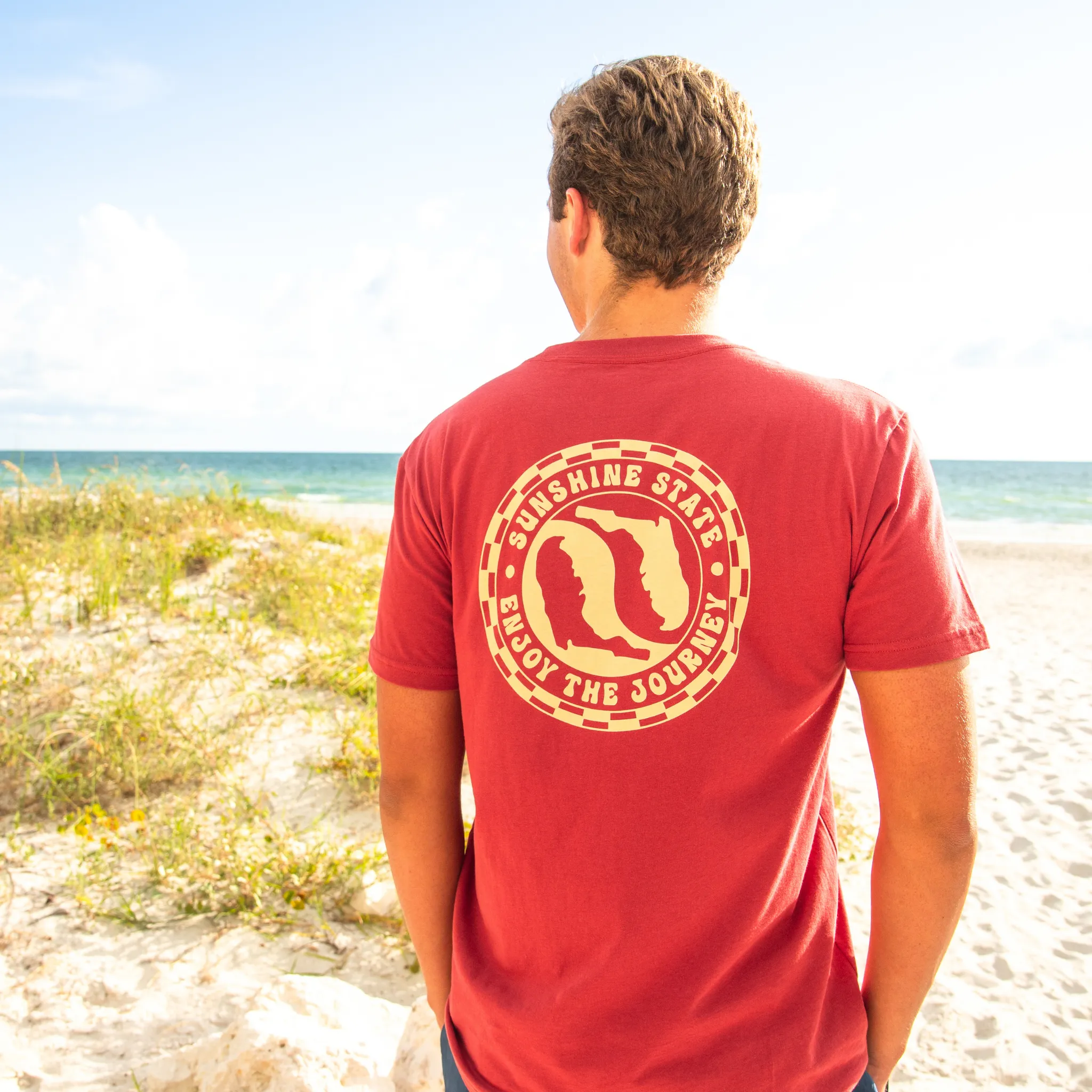 YIN YANG FLORIDA TEE - GARNET