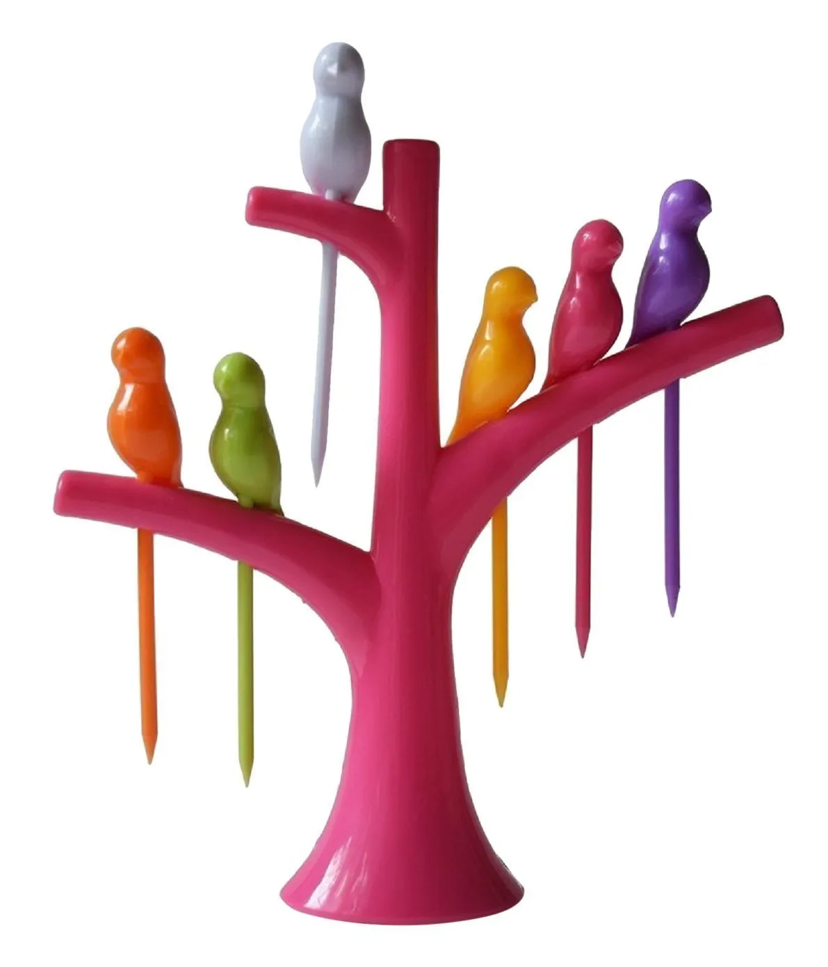 Your Brand Fancy Bird Table Fork with Stand for Eating Fruits - Pack of 6